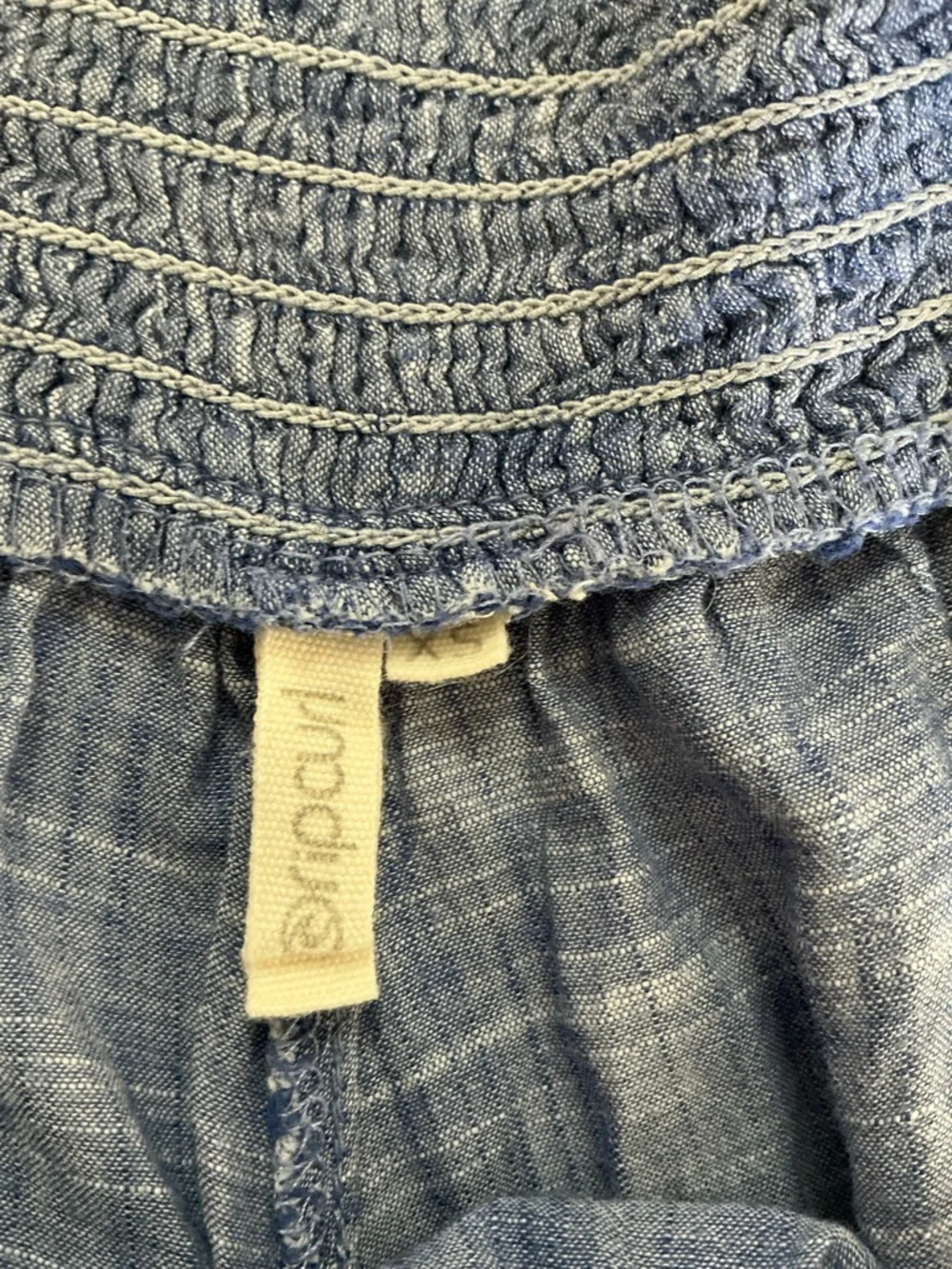 Rip Curl High-Waist Chambray Shorts with White Lace Trim